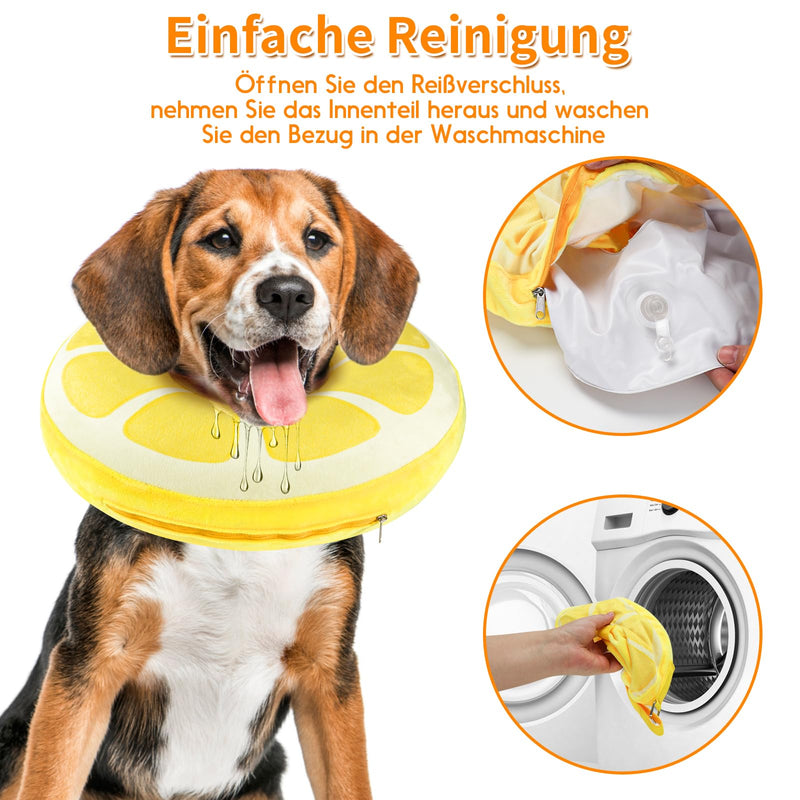 Inflatable Collar Dog & Cats, Comfortable Dog Collar, Lick Protection with Drawstring, Adjustable Lick Protection Dog for Recovery After Surgery or Wounds, Does Not Block Vision, L yellow