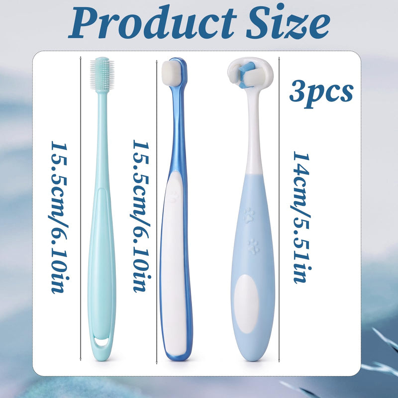 3 PCS Ultra Soft Nano Dog Toothbrush Kit for Small Breed Silicone 360 Pet Tooth Brushes Puppy Tooth Brushing Kit for Puppy Cat Gentle Deep Dental Teeth Cleaning Set