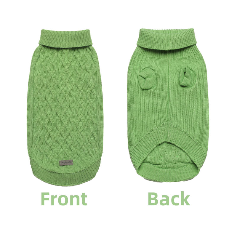 MengMengDa,Dog Pullover Sweater, Cold Weather Cable Knitwear, Warm Clothes for Chihuahua, Bulldog, Dachshund, Pug, Yorkie,Dog Outfits for Small Dogs Medium Dogs (Green XS)… green X-Small - PawsPlanet Australia