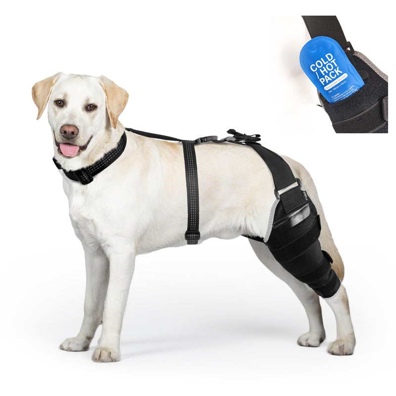 Dog ACL Brace Hind Leg – Breathable Adjustable Rear Leg Brace with Hot/Cold Compress Gel Pack for Arthritis, Swelling & Joint Pain Relief, Left Leg, Size M Left Knee