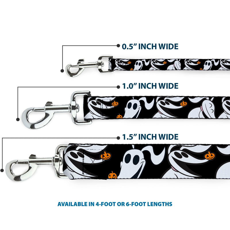 Disney Pet Leash, Dog Leash, Nightmare Before Christmas Zero Pumpkin Expressions, 6 Feet Long 1.5 Inch Wide 6 Feet Long - 1.5" Wide