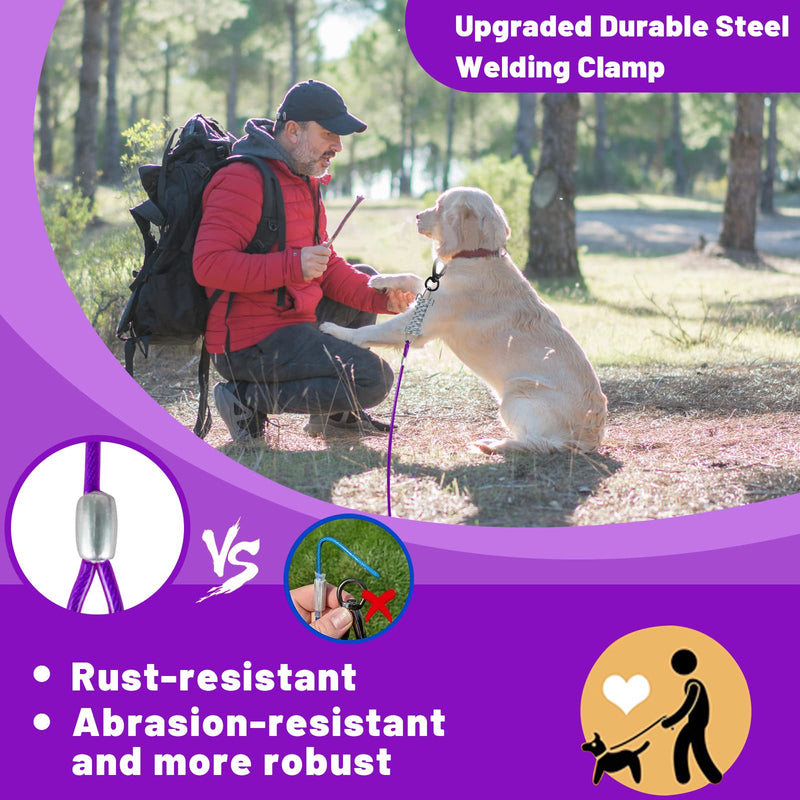 Dog Tie Out Cable 10/15/20/25/30 FT Dog Runner for Yard Steel Wire Dog Cable with Durable Superior Clips purple Dog Chains Heavy Duty for Outside Hold Large Dogs Up to 165 lbs 10FT - PawsPlanet Australia