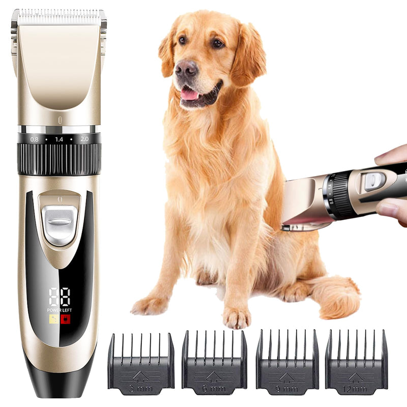 Professional Cordless Dog Clippers for Thick Coats – Low Noise Rechargeable Pet Grooming Clipper with Ceramic Blades, LED Display, Fast Charging for Dogs, Cats, All Pets (Grooming Kit) - PawsPlanet Australia