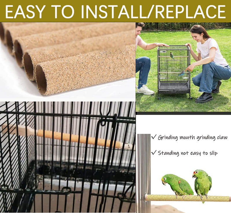20Pcs Sand Perch Covers for Bird - Bird Perchs Covers 7.5" Long x 3/8" Diameter Bird perches for Parakeets, Lovebirds, Parrotlets, Canaries and Other Small Birds (Yellow, 20pcs 7.5" x 0.43") Yellow 20pcs 7.5" x 0.43"