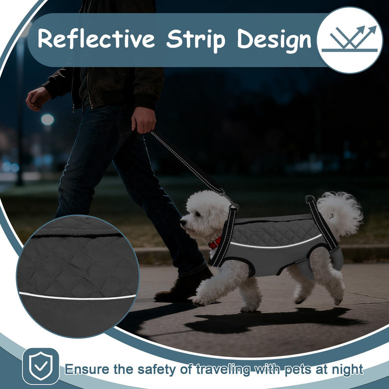 Dog Lift Harness, Pet Rehabilitation Breathable Lifts Bag, Adjustable Pet Leg Split Assistance Strap with Reflective Strip for Outdoor Walking (Grey, L) Grey - PawsPlanet Australia