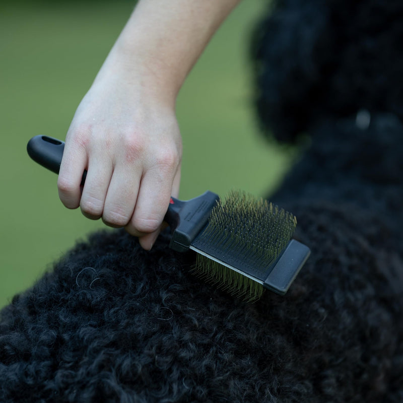 Jeffers Pet Double Sided Grooming Slicker Brush for Dogs, Cats, Puppies – Flexible Head with Stainless Steel Pins – Detangler Tool for Mats, Loose Fur, Shedding – Home or Professional Use - Small - PawsPlanet Australia