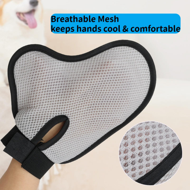 3-in-1 Pet Grooming Set: Soft Silicone Curry Bath Brush *1 & Stainless Steel Comb *1 for Dogs/Cats with Short/Long Matted Hair,Gentle Deshedding & Knot Removal,Dry & Wet Use Massage Glove*1 3PC IN 1