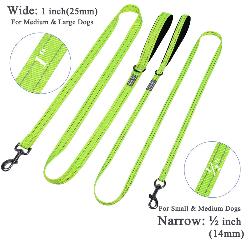 VIVAGLORY Dog Leash Dailyx Pet Leash with Soft Padded Handle for Training & Walking, Heavy Duty & Double Layer Nylon for Pet Puppy, 5ft x 1in, Bright Yellow Leash (5 ft. x 1 in.)