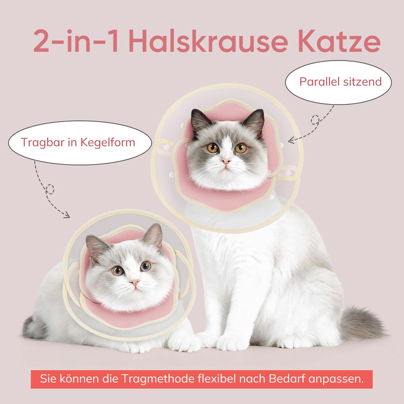 Supet Soft Cat Collar - 2-in-1 Waterproof Design for Post-Surgery Time or Skin Problems, An Alternative to Cat Collar to Prevent Licking (Pink, S) pink