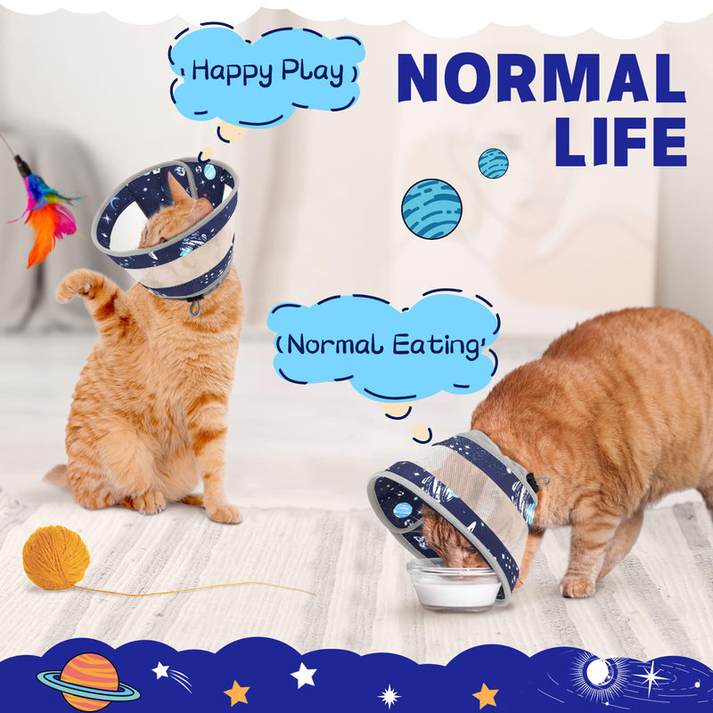 Cat Cone Collar Soft, Breathable Cat Cone Alternative After Surgery, Adjustable Cat Recovery Collar Water Resistant Cat Neck E Collar for Cats Kittens to Stop Licking(Grey,M) M(Neck Girth:8.0"-10") Grey - PawsPlanet Australia