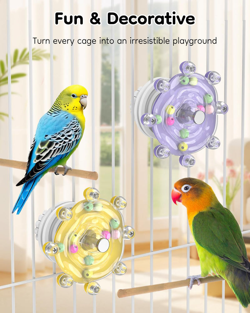 Pawfly 2 Pcs Bird Toys for Parakeets, Colorful Spinning Wheel Chew Toys, Interactive Spinner Rattle Parrot Toys, Cockatiel Toys, Parakeet Toys, Bird Cage Accessories for Entertainment Chewing Exercise - PawsPlanet Australia