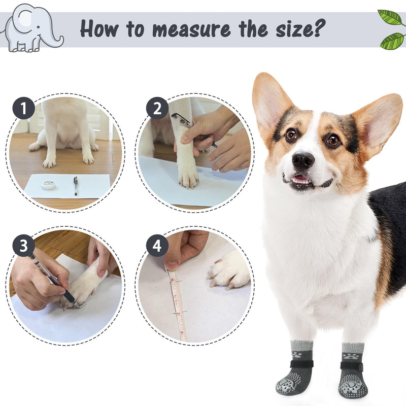 SCENEREAL Double Side Anti-Slip Dog Socks for Hot/Cold Pavement, Non-Slip Dog Shoes for Hardwood Floors to Stop Licking Paws, Slipping, Paw Protectors with Grippers (XS(Pack of 6), Grey Elephant) XS(Pack of 6)