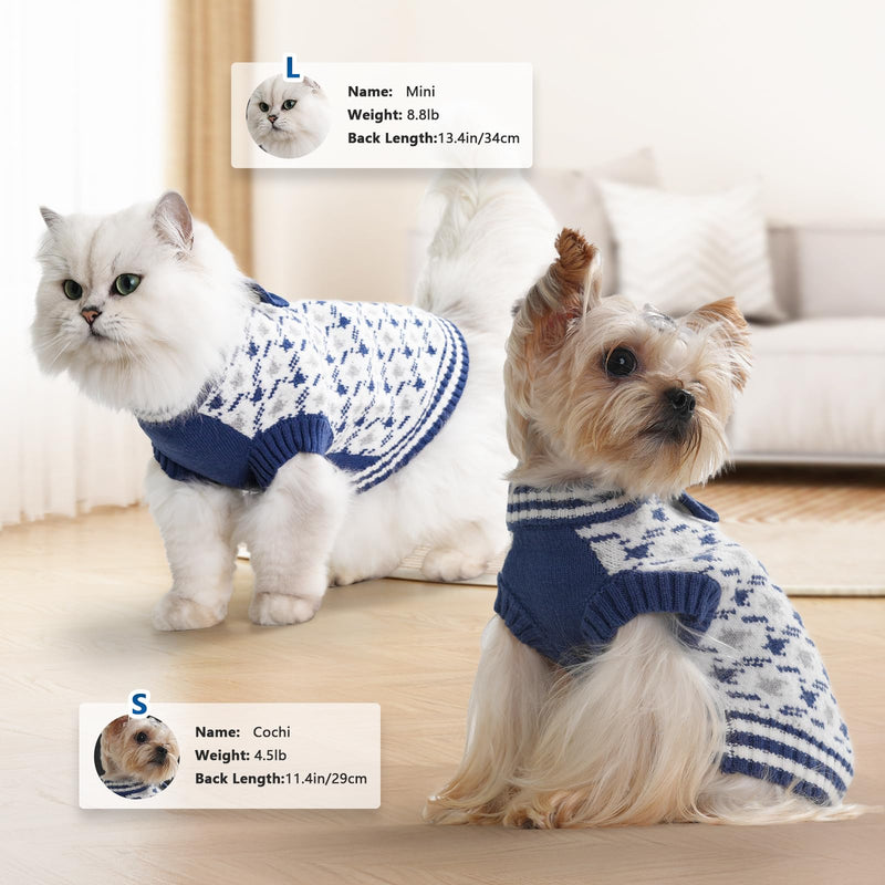 Dog Sweaters for Small Dog Male Cold Weather Doggie Knitwear Sweater Pet Winter Knit Outfit Chihuahua Pocket Beagle Mini Dachshund Yorkie Schnauzer Clothes for Dog Girls Boys (Blue, M) Blue Medium - PawsPlanet Australia