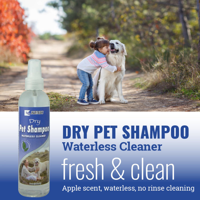 Kenic Refreshing Apple-Scented Pet Dry Pet Shampoo Spray Cleanser for Dogs, Cats, Ferrets & Rabbits, Spot Clean Spray, No Rinse Formula, 8oz Waterless - Dry Shampoo - PawsPlanet Australia