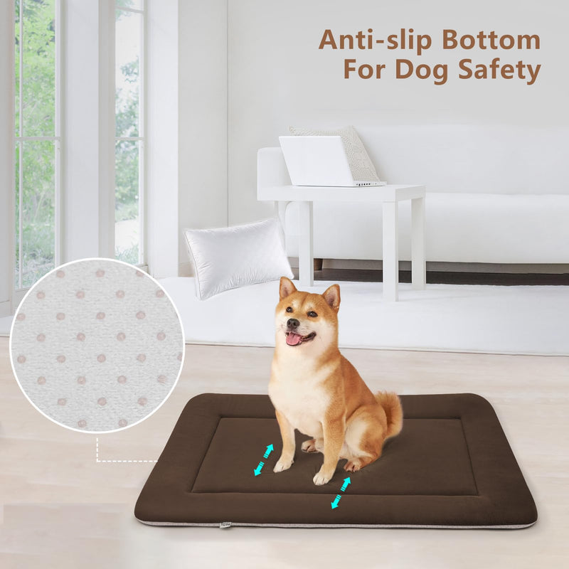 Magic Dog Bed Soft Crate Pad Mat for Medium/Large Dogs, 36 Inches Machine Washable Pet Bed Kennel Pad With Non-Slip Bottom, Dark Coffee 36.0"L x 23.0"W x 1.2"Th - PawsPlanet Australia