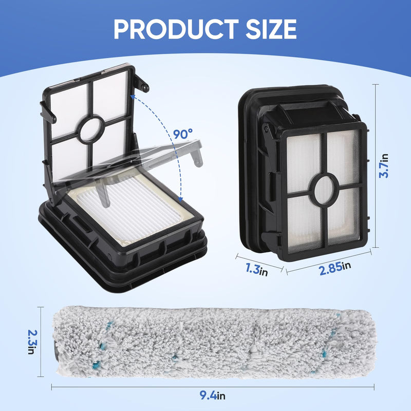 Multi-Surface Pet Brush Rolls 2787 & Vacuum Filters 1866 Replacement Parts,Compatible with Bissell CrossWave Max 2554A,2590,2593,2596,for HydroSteam 35151, 3515, 35152, 3513, 3518 Vacuums 3 Mulit-Surface Brush + 3 Filters