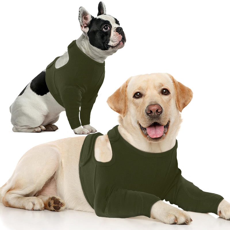 Nanaki Surgery Dog Recovery Suits for Front Legs, Dog Leg Sleeve to Stop Licking, Doggy Anti-Lick Wounds Pants, Pet Wound Cover Protective Sleeves Arm Protector for Injuries & Joint Pain M(Chest Girth:17.72"-20.87") ArmyGreen