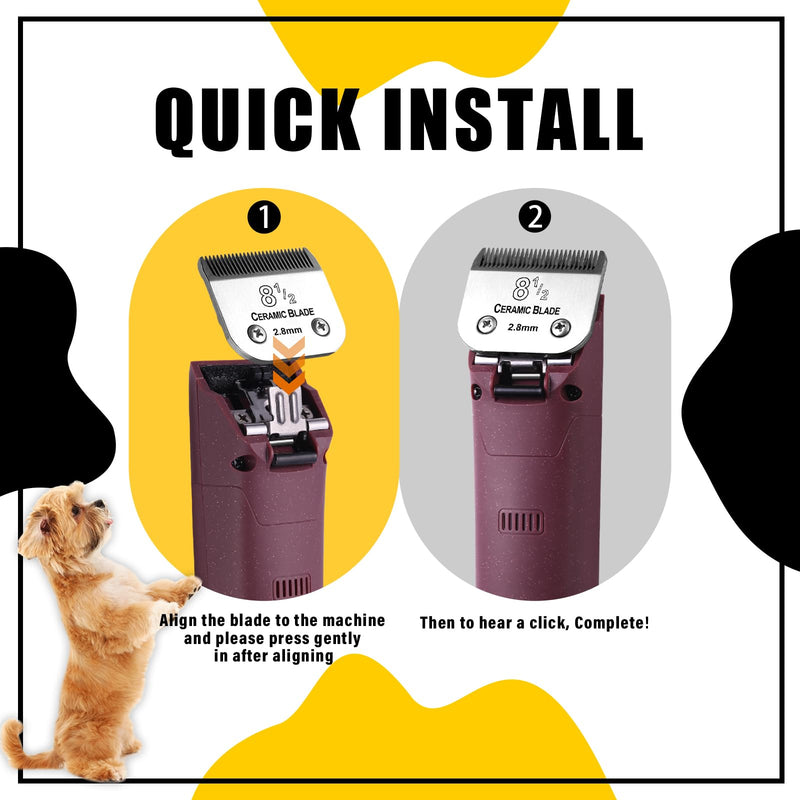 Size 8 1/2 Detachable Pet Dog Grooming Clipper Ceramic Blade,Compatible with Andis,Oster A5,Wahl KM10 Series Clippers,Cut Length 7/64"(2.8mm) - PawsPlanet Australia