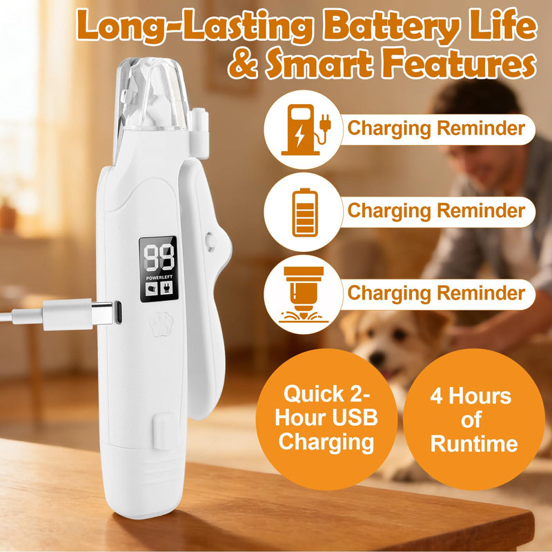 2-in-1 Dog Nail Grinder & Clipper - Low Noise (<40dB) Grinder for Dogs & Cats, Dual LED Lights, USB-C Fast Charging, Nail Catcher Included - Safe for Small, Medium & Large Pets - PawsPlanet Australia