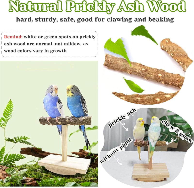 Natural Wood Bird Perch Stand Training, Intelligence Puzzle Enrichment Toys for Parakeets, Wooden Parrot Perch Platform, Bird Playground Play Stands for Conure Cockatiel (Wood, Small) - PawsPlanet Australia