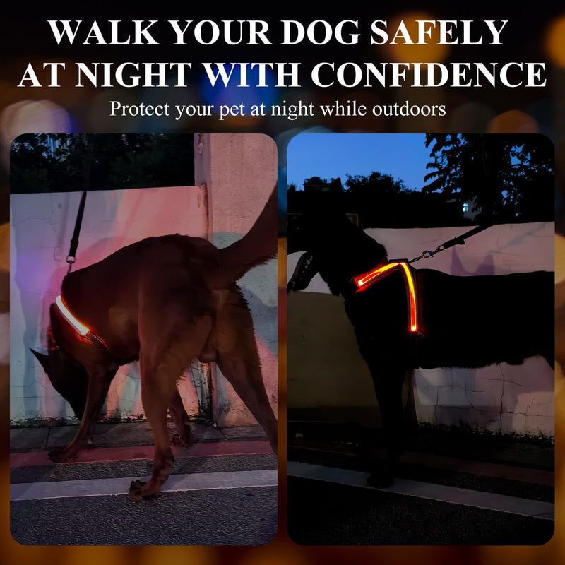 Light Up Dog Harness, LED Dog Harness-7 Lighting Modes, Rechargeable, Lightweight and Adjustable, Suitable for Small and Medium Dogs, Glowing Safety Vest for Nighttime Dog Walking - PawsPlanet Australia