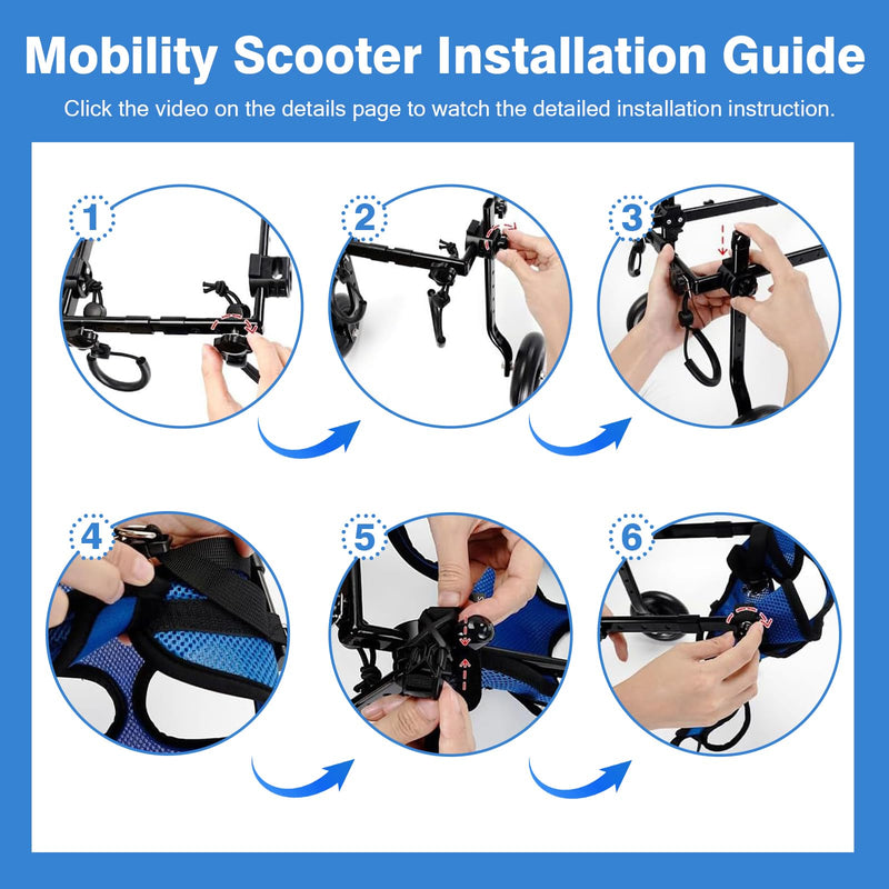 Dog Wheelchair for Back Legs, Two-Wheel Hind Leg Wheelchair, Adjustable Dog Leg Brace and Hip Support for Rear Leg Hind Limbs Disabled Arthritis Paralyzed Injured Small Dogs Cats (Blue, S) Blue