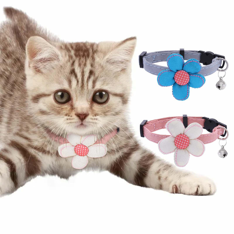 Campsis 2PCS Flower Cat Collar Pet Collar with Bell Safety Adjustable Breakaway Kitten Collars for Cats Kittens - PawsPlanet Australia