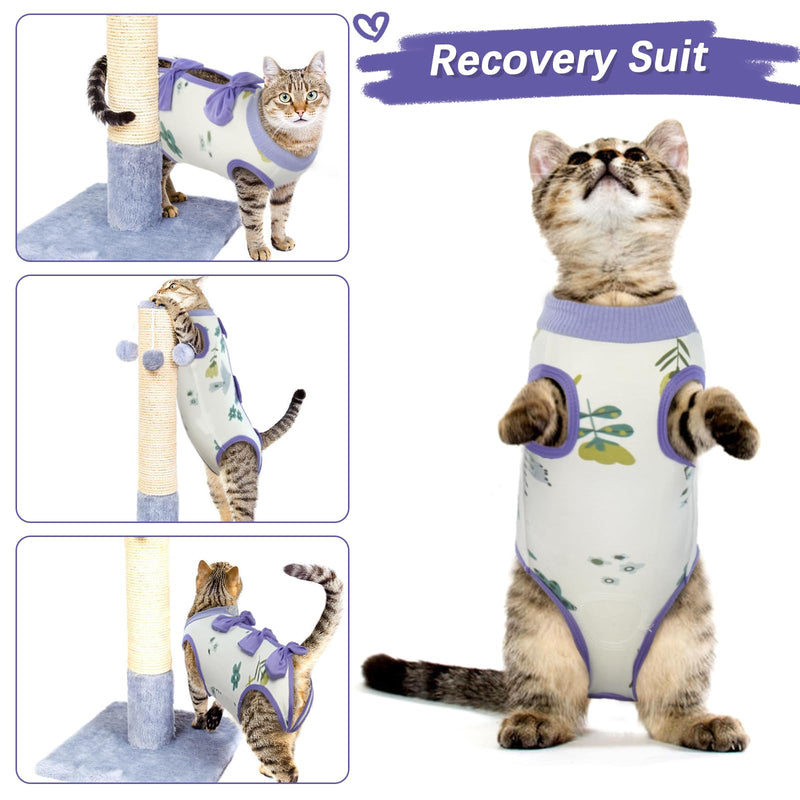 DENTRUN Cat Surgery Recovery Suit Anti Licking Spay Snuggly Vest, Pet Surgical Recovery Shirt After Surgery for Male Female Cat Small Dog Cone E-Collar Alternative S Purple