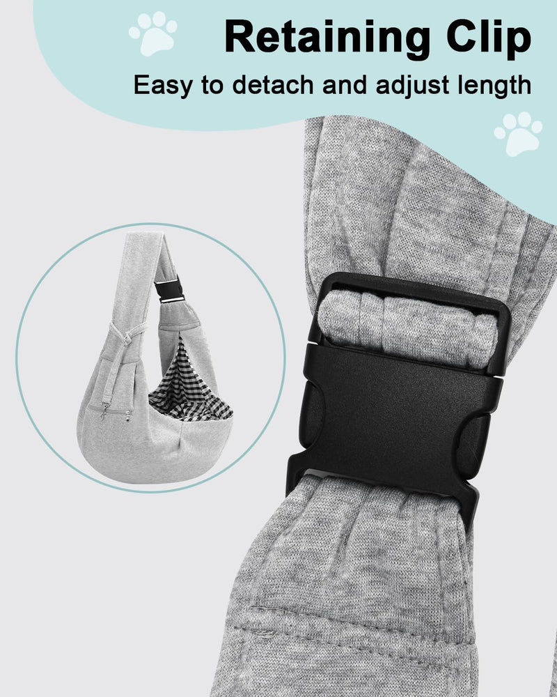 Dog Carrier Sling for Small Dogs and Cats(0 to 12 lbs), Puppy Sling Carrier with Adjustable Strap, Travel Safety Harness, Hands-Free Pet Carring Holder Travel Bag for Outdoor, Gray - PawsPlanet Australia