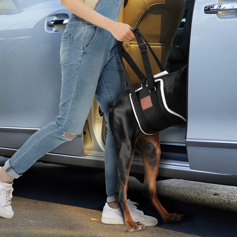 Dog Sling for Back Legs, Dog Lift Harness, Magic Tape Dog Sling for Large Dogs Hind Leg Support, Elderly Dog Lifter, Help Canie Hip Arthritis K9 Cruciate Ligament Rehabilitation (Large) Black - PawsPlanet Australia