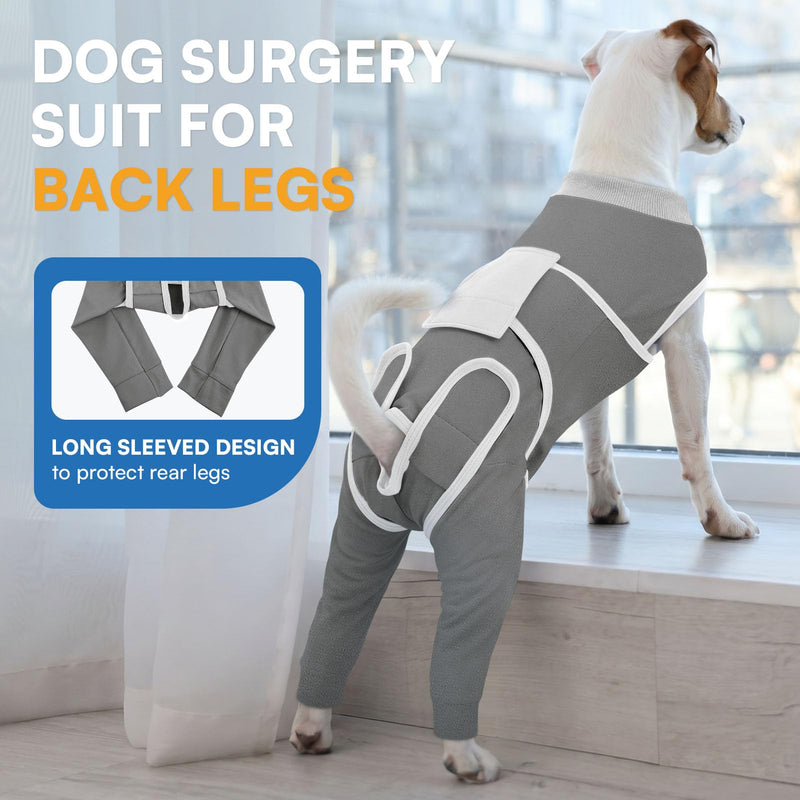 Queenmore Dog Recovery Suit for Rear Legs, Soft Comfortable Dog Shirt to Prevent Licking, Recovery Suit for Dogs, Back Leg Wound Protection After Surgery, Grey XL X-Large