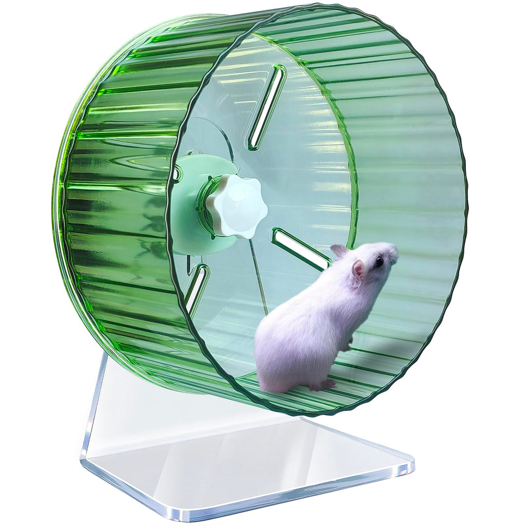 Hamster Wheel,Silent Hamster Wheel,Quiet Hamster Wheel,Hamster Exercise Wheel,Adjustable Stand Silent Hamster Wheel for Hamsters,Gerbils,Mice,Small Animals (Ф 6.7 inch, Green) Ф 6.7 inch