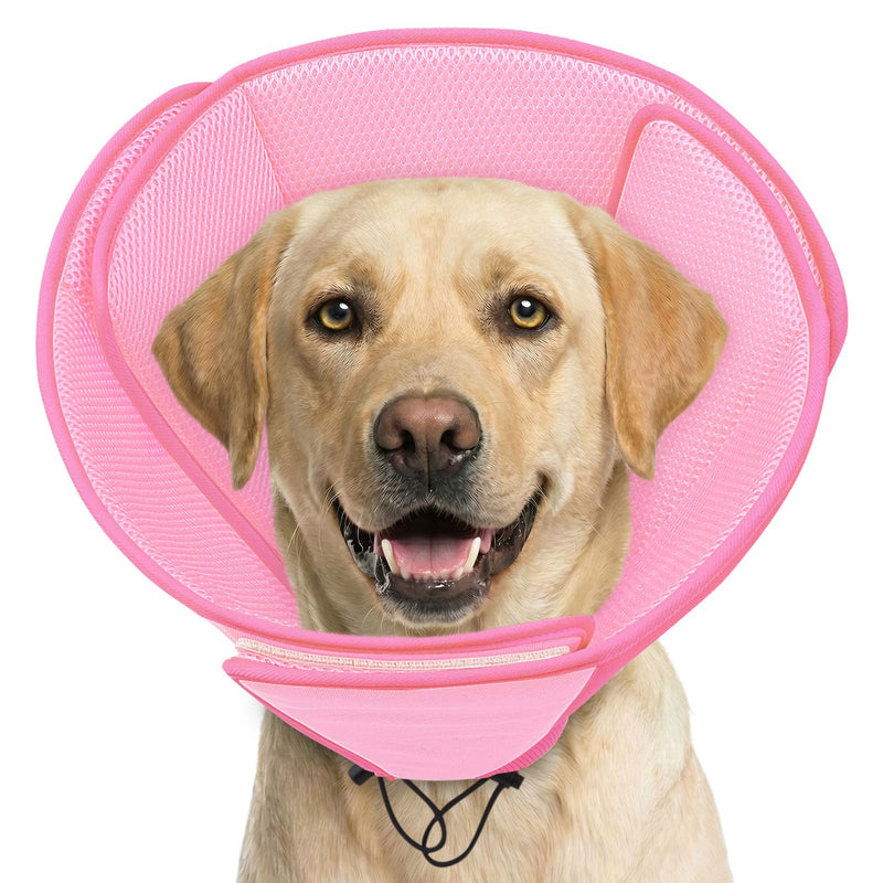 AOFITEE Soft Dog Cone Collar Anti-Licking, Dog Cone Alternative After Surgery, Elizabethan Cones for Large Dogs Post-Surgery, Neuter Recovery Pet Dogs E-Collar(Pink,X-Large) X-Large Pink