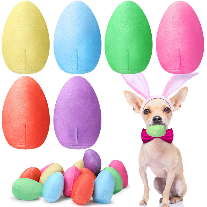 24 Pieces Easter Toys for Dogs Easter Egg Dog Toy Pastel Colors Plush Easter Eggs Squeaky Dog Toy for Medium Small Dogs Teething Chew Toys Easter Pet Costume - PawsPlanet Australia