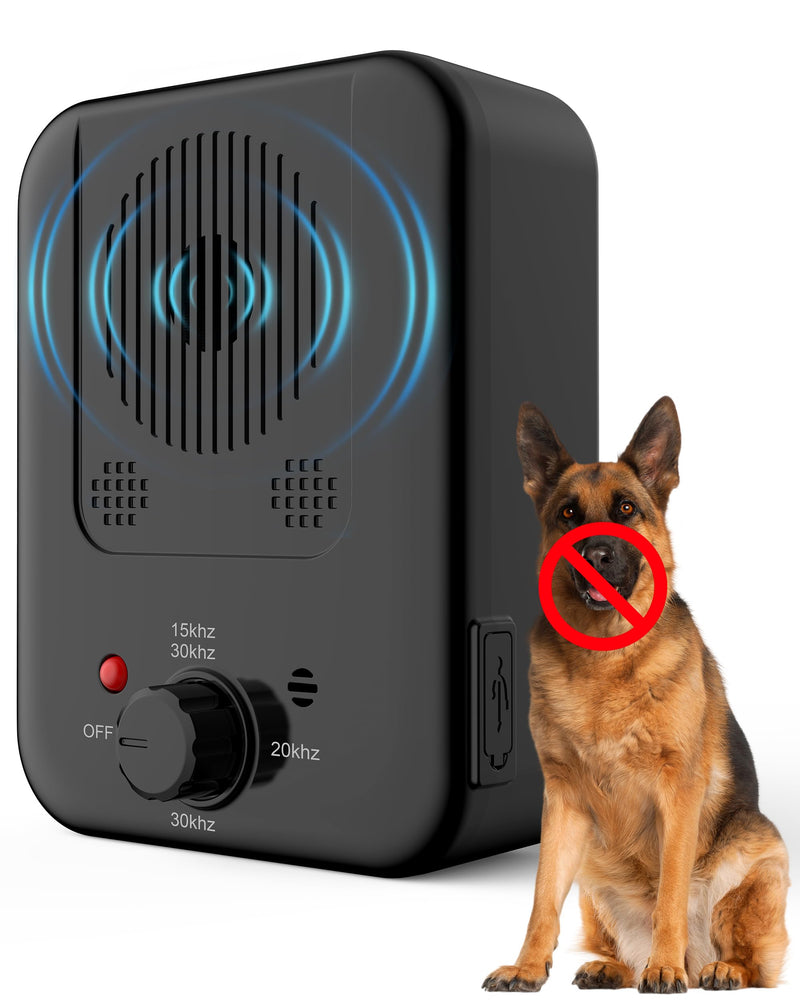 Ultrasonic Bark Control Device – 3 Adjustable Modes for Small, Medium & Large Dogs, 32ft Range, Suitable for Indoor & Outdoor Use (Black) Black