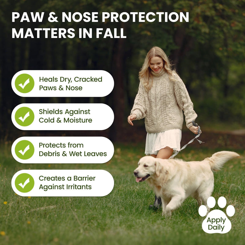 Lick-Safe Dog Paw & Nose Balm with Coconut Oil | All-Natural Moisturizer & Soother for Dry, Cracked Pads & Snout| Cat Wax & Cream, Nose Butter for frenchies| Horse Hoof Care (60 g /2.1 oz) 1 Pack - PawsPlanet Australia