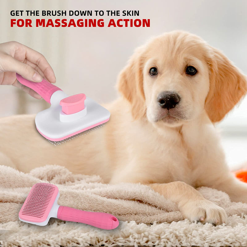 555 Dog grooming products: automatic cleaning pet brushes, smooth brushes used for falling off cat which can quickly remove floating hair on dogs and do not damage the skin of Pink - PawsPlanet Australia