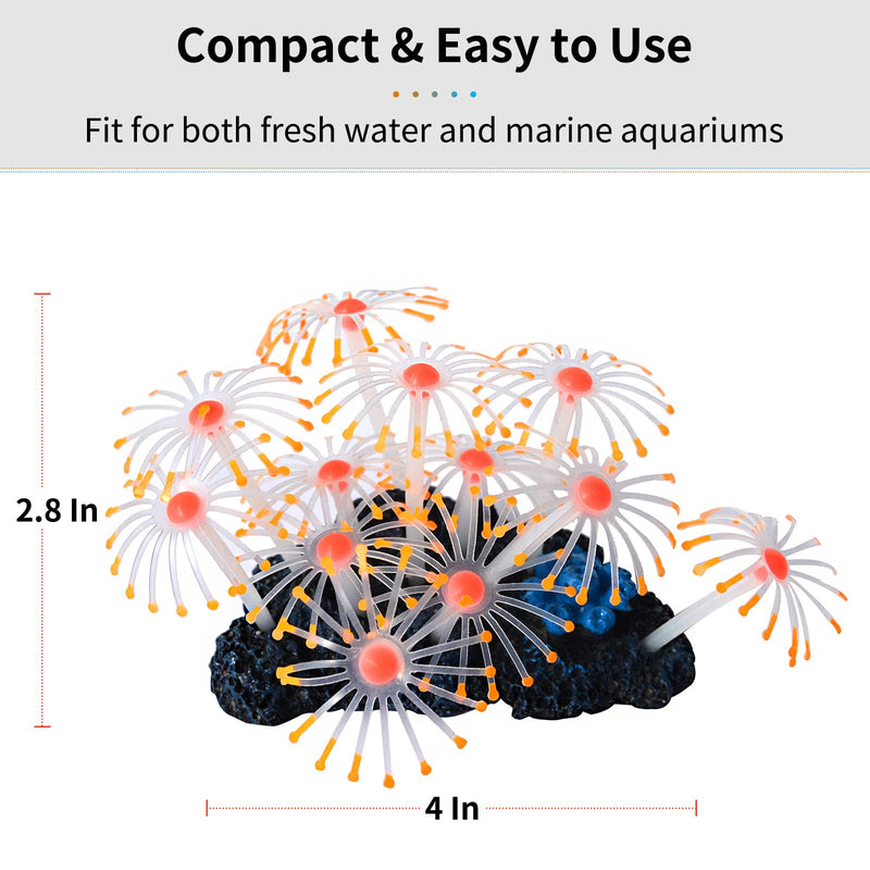 Uniclife Glowing Effect Artificial Coral Plant for Fish Tank, Decorative Aquarium Ornament, Orange Sunflower - PawsPlanet Australia
