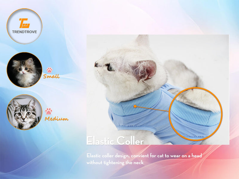 2PCS Cat Cone Collar and Cat Recovery Suit, Anti-Bite, Stop Licking Wounds, Adjustable Soft Elizabethan Cone, Cat Onesie for Female Cat After Surgery Blue Small - PawsPlanet Australia