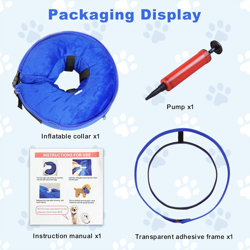 Dog Cone Collar, Inflatable Dog Cone After Surgery for Small Medium Large Dogs, Soft Dog Cone of Alternative with Enhanced Anti-Licking Guard Shield for Pets (Blue, S (Neck: 5"-8")) Blue S (Neck: 5"-8") - PawsPlanet Australia