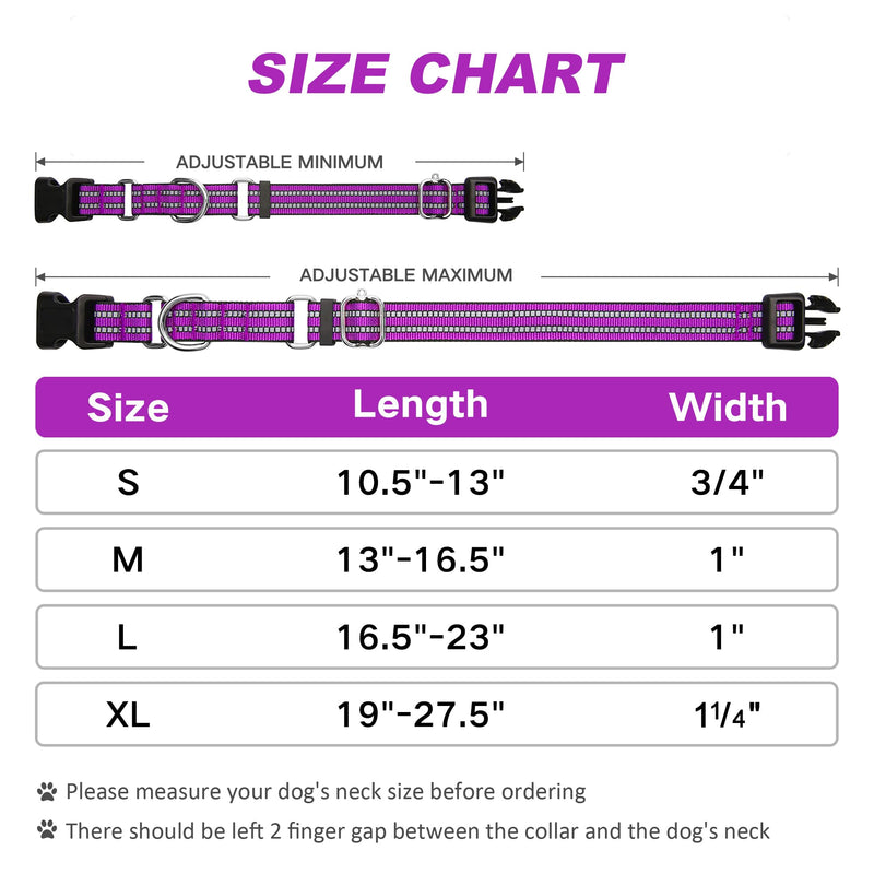 Martingale Dog Collar, Adjustable Nylon Reflective Collar with Quick Release Buckle (Real Purple, Medium) Real Purple - PawsPlanet Australia