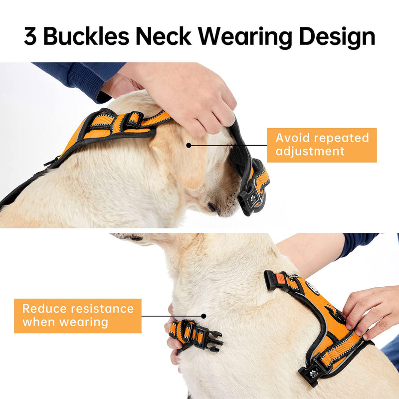 IVY&LANE No Pull Dog Harness with Leash Set, Reflective No Choke Pet Vest,Adjustable Oxford Dog Vest Harness with Easy Control Handle for Small Medium Large Dogs X-Small Orange - PawsPlanet Australia
