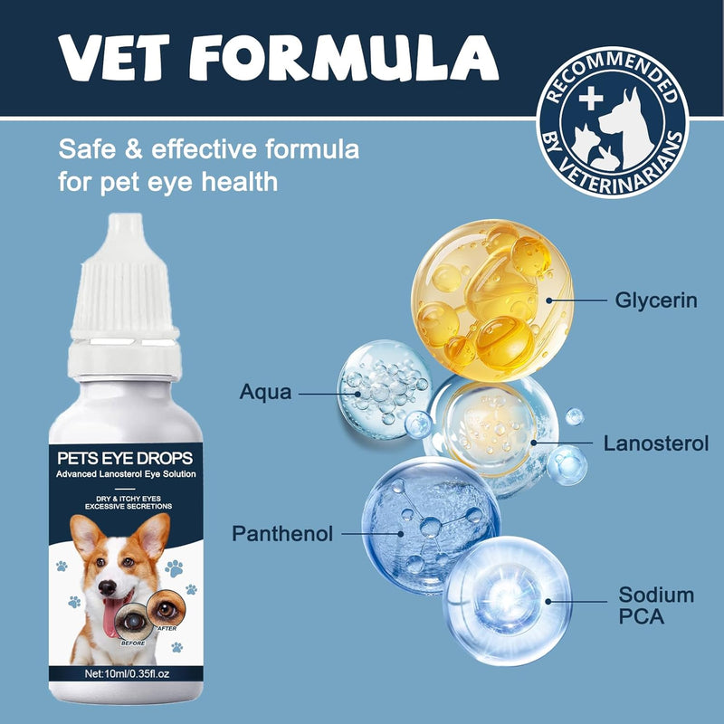 Cataract Drops for Dogs, Dog Eye Drops, Effective Dog Eye Infection Treatment Dog Eye Cleaner Cataract Eye Drops, Improve Vision Clarity, Relieve Red Eyes & Allergy Symptoms(2 x 10 mL) - PawsPlanet Australia