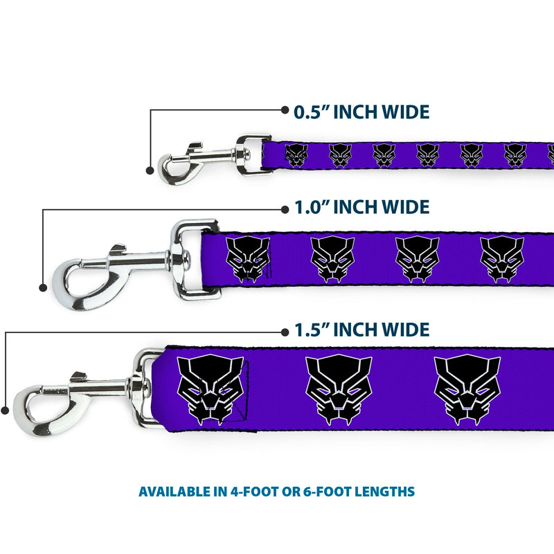 Marvel Comics Pet Leash, Dog Leash, Black Panther Avengers Icon Purple White Black, 6 Feet Long 1.5 Inch Wide 6 Feet Long - 1.5" Wide