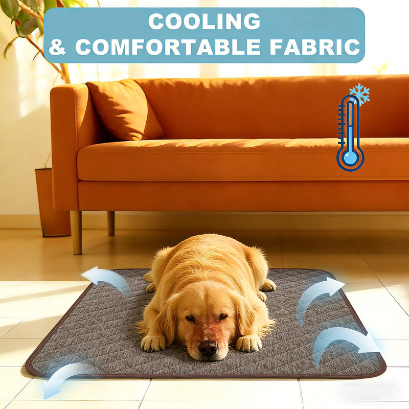 Cooling Mat for Dogs: Waterproof Pet Cooling Mat for Crate Kennel, Summer Indoor Dog Cooling Pad for Floor and Sofa, Dark Grey, Small Dog/Cat Small(28“x22") 002-Brown - PawsPlanet Australia