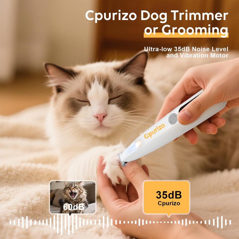 Dog Paw Trimmer with Led Display, 35db Dogs Grooming Clippers Kit with Led Light, Waterproof, Rechargeable Paw Trimmer for Grooming Dog and Cat Hair Around Paw Face Ears Eyes Buttocks White - PawsPlanet Australia