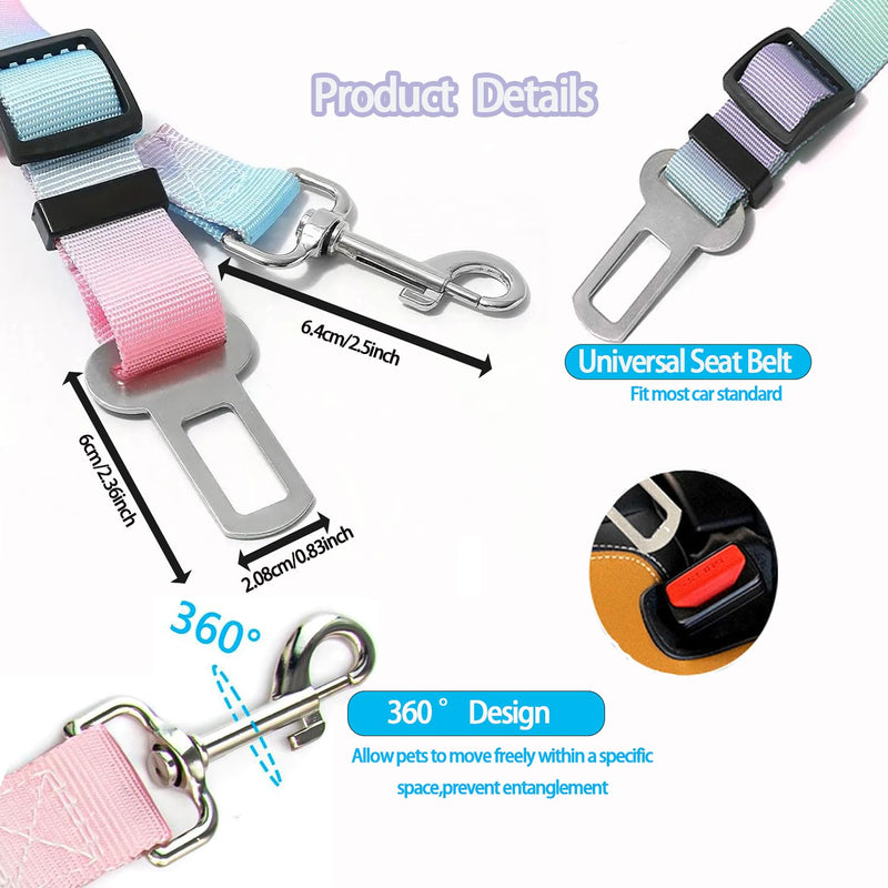 2 PCS Dog Seat Belt for Car, Adjustable Dog Car Harness Nylon Pet Travel Seatbelts with Elastic 24-35 Inches,Metal Buckle for Small, Medium and Large Pets - PawsPlanet Australia