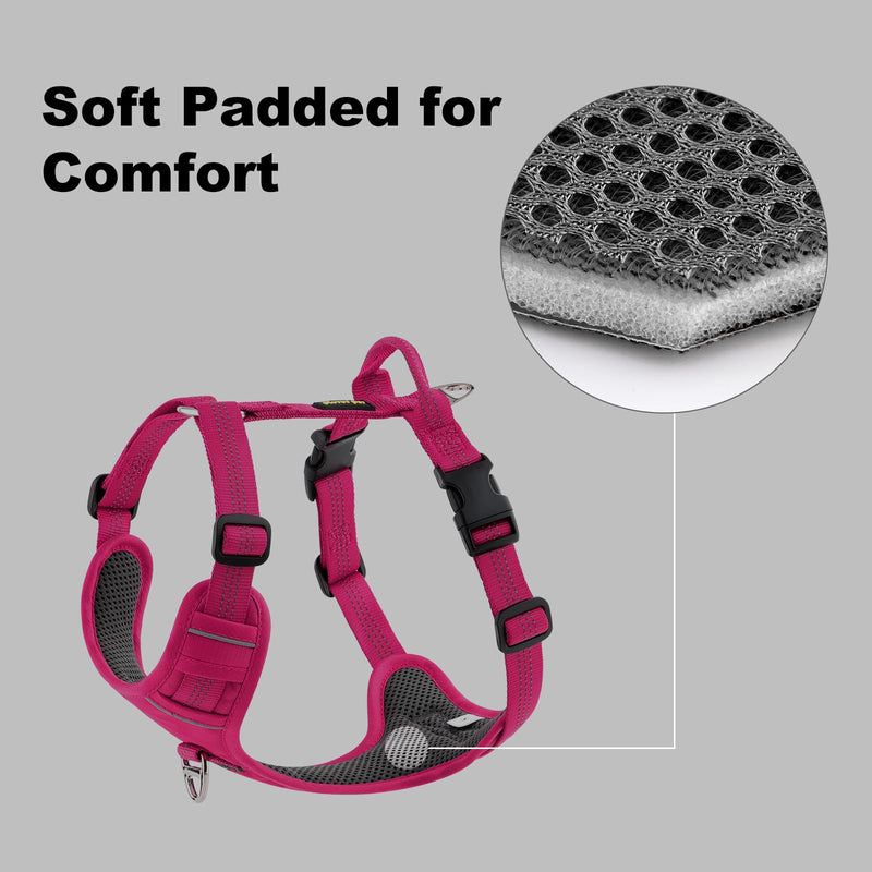 Plutus Pet No Pull Dog Harness, Reflective Adjustable Dog Vest Harness with Handle, Escape Proof, Soft Padded for Small Medium Large Dogs (Hot Pink, M) Hot Pink - PawsPlanet Australia