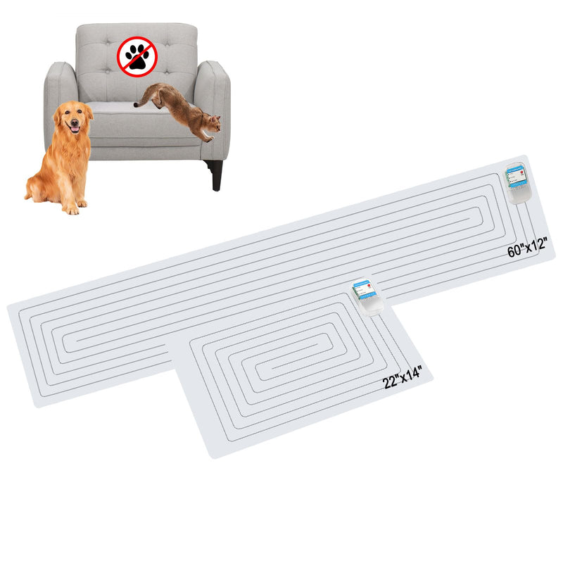 SEERWAY 2-Pieces Pet Training Mat with 3 Modes, Electric Scat Mat for Dogs & Cats | Indoor Shock Pad to Keep Pets Off Furniture, Couch, Sofa, Countertop (60"x12" + 22"x14") 60"x 12" +22"x 14"