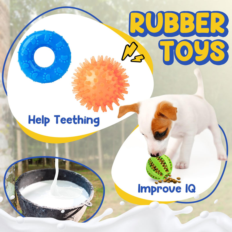 Puppy Toys for Boredom, 9 Pack Interactive Dog Toys for Small Dogs, Puppy Chew Toys for Teething with Rope Toys, Treat Ball and Cute Squeaky Toys - PawsPlanet Australia